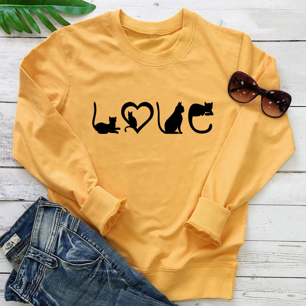 Cat Love Printed Hoodie