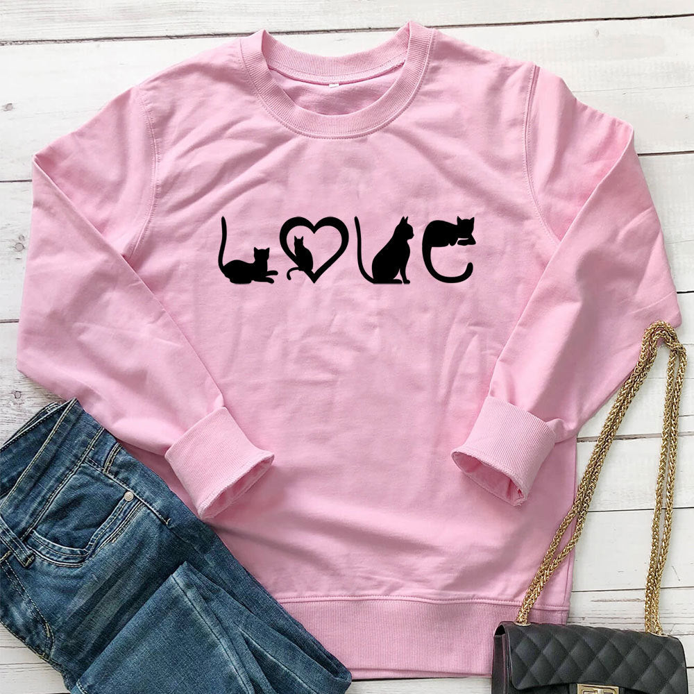Cat Love Printed Hoodie