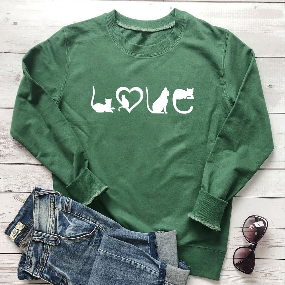Cat Love Printed Hoodie