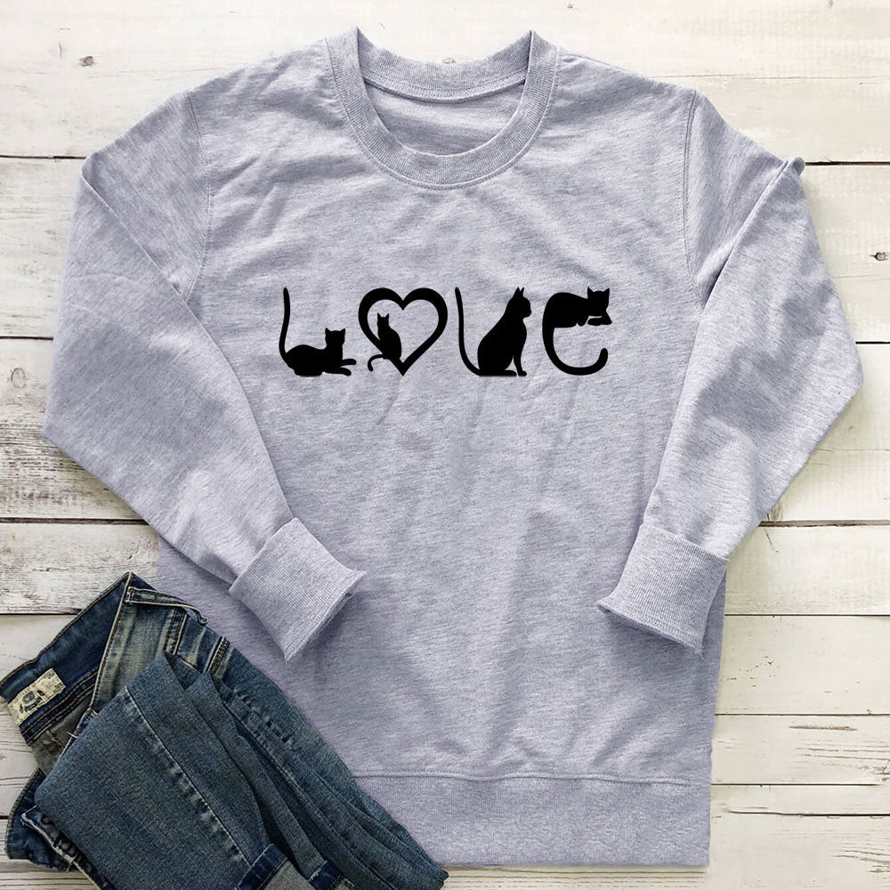 Cat Love Printed Hoodie
